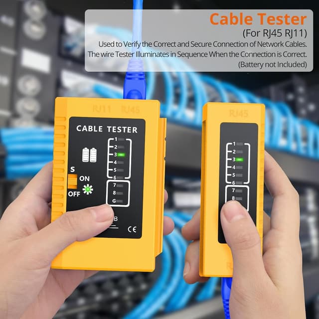 Detalle de Proster Kit pinza crimpatrice RJ45 CAT6 pass-through + spelafili + tester (50 connettori e coperture)