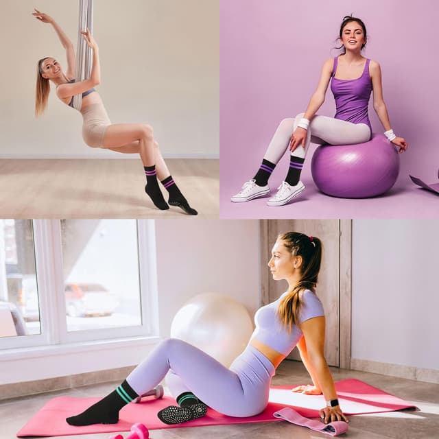 Thumbnail 5 de Toes Home Pilates Socks Non-Slip, 4 Pairs