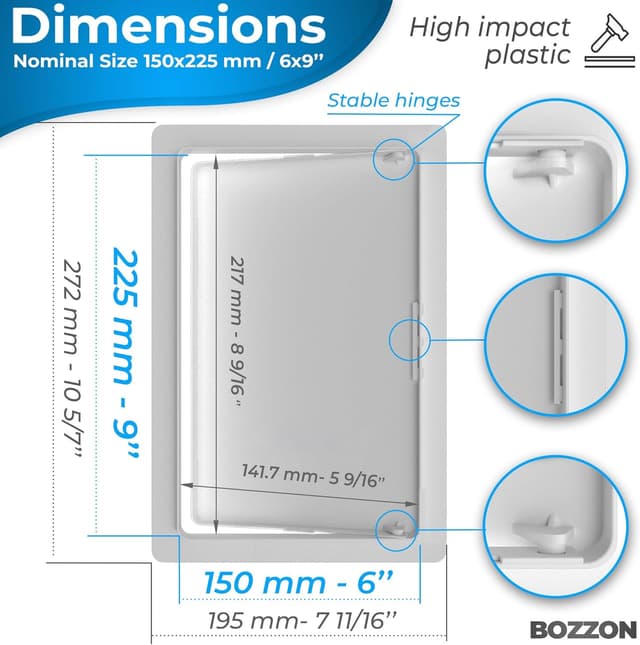Detalle 2 de BOZZON Plastic Access Panel 150x225 mm