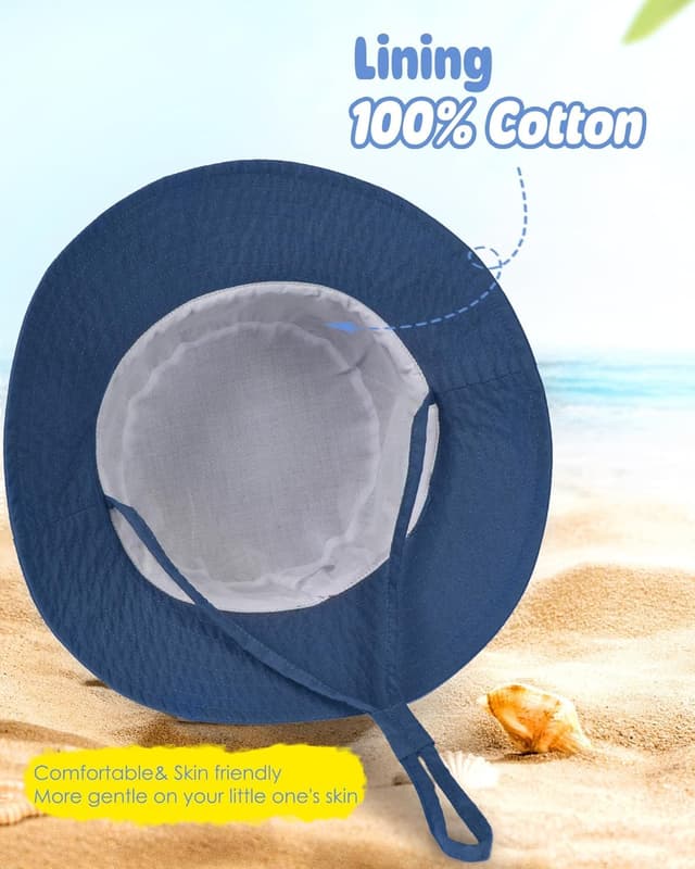 Detalle de FURTALK Kinder-Sonnenhut mit UV-Schutz, verstellbar & faltbar – Bucket Hat mit breiter Krempe