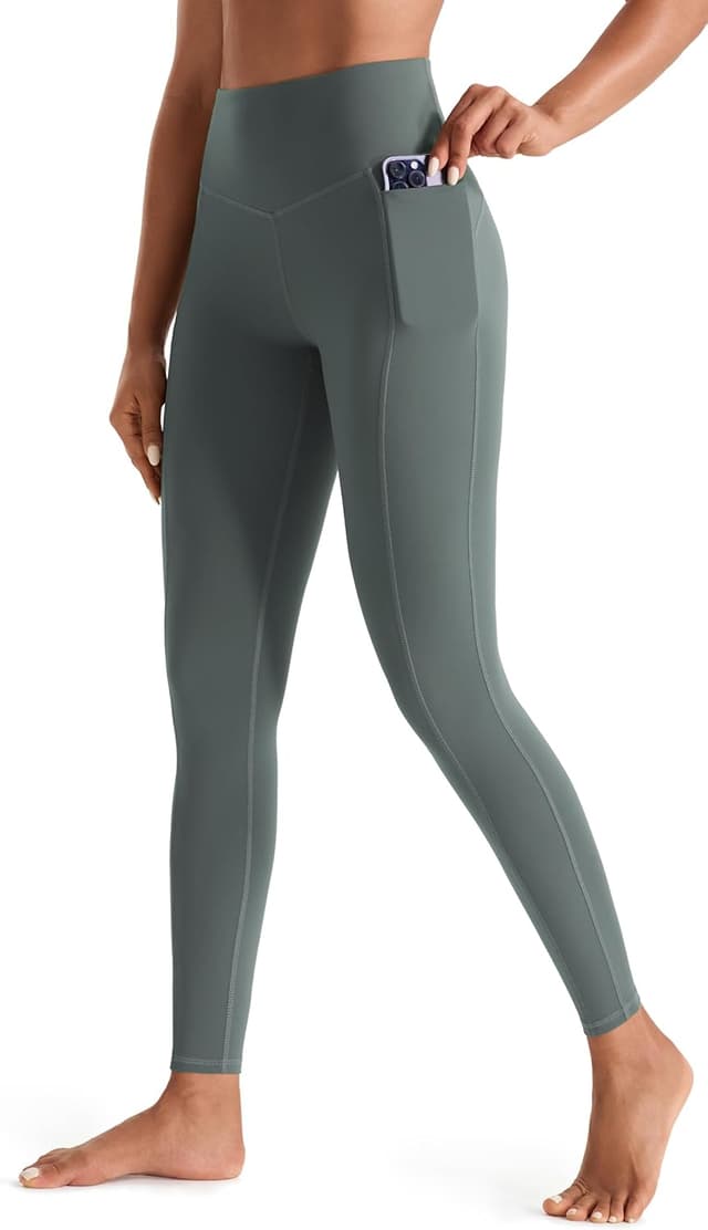 Detalle de JOYSPELS Women’s Gym Leggings with Pockets – High Waisted Tummy Control Full Length Yoga Pants