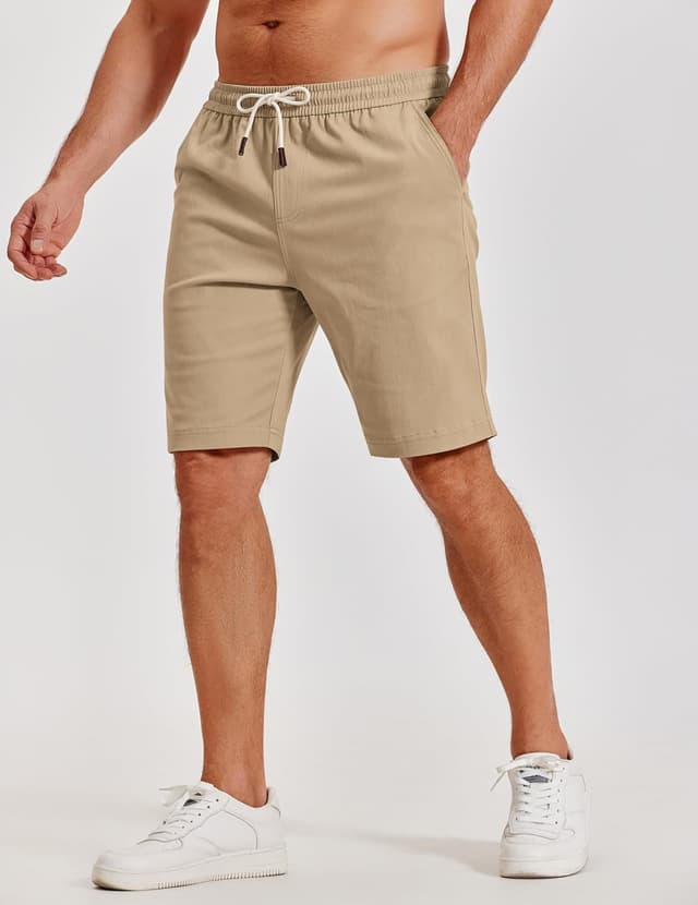 Detalle de COOFANDY Men’s Casual Cotton Shorts with Elastic Waist & Drawstring