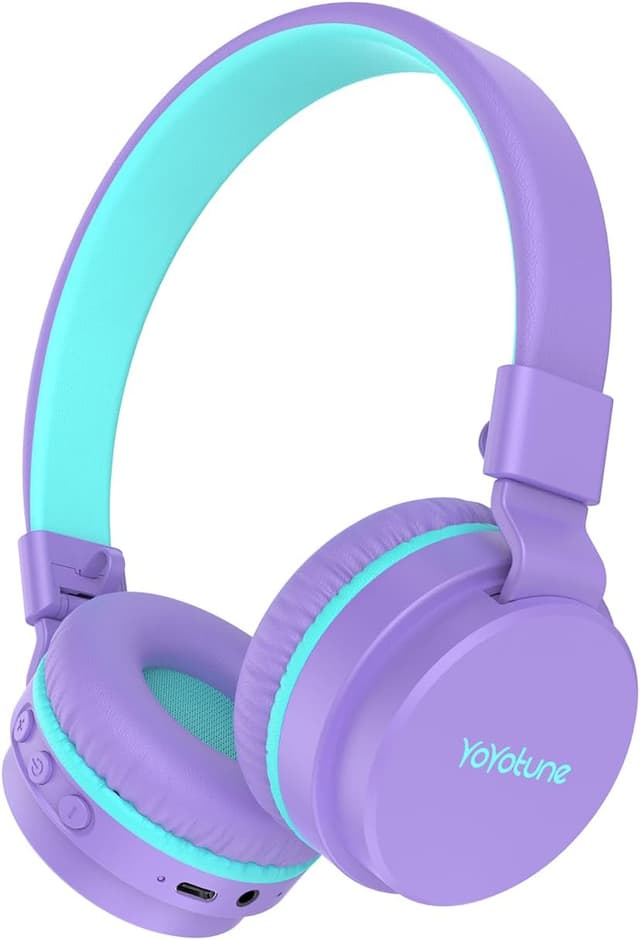 Detalle de Kids Bluetooth Headphones (Purple) with Built-in Mic, 40H Playtime & Bluetooth 5.3 (Over-Ear, Volume Limited)