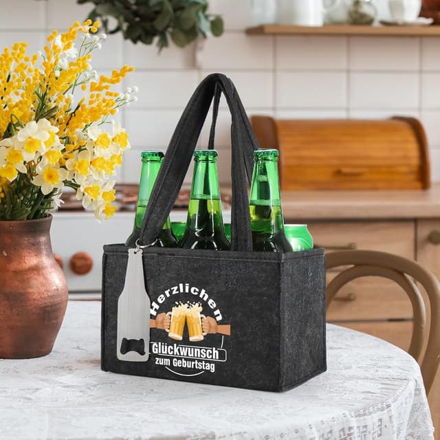 Detalle 2 de WenmthG Männerhandtasche aus Filz für 6 Flaschen