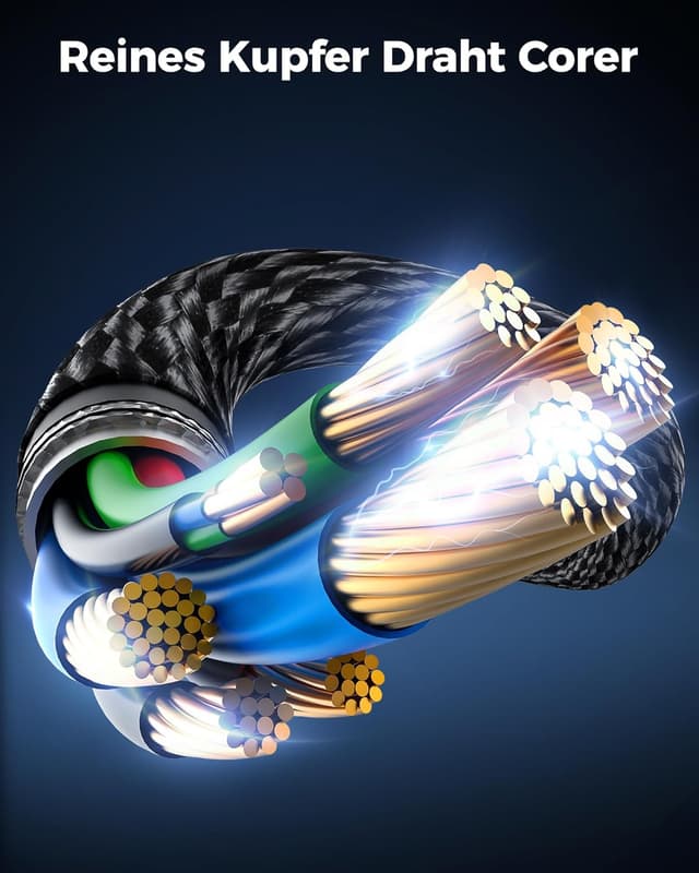 Detalle 2 de Cratree High Speed HDMI Kabel 8K (0,25 m) mit 48 Gbps, eARC und 4K/120 Hz für TV, PS5, PS4 & Blu-ray