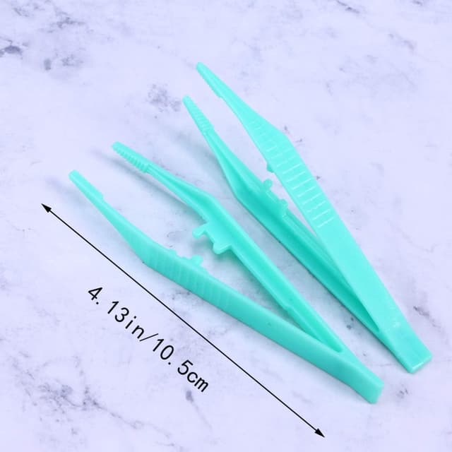 Detalle de Healifty Disposable Plastic Tweezers (4.13 inch) Multipack – 10 Precision Beads Tweezers for DIY crafts