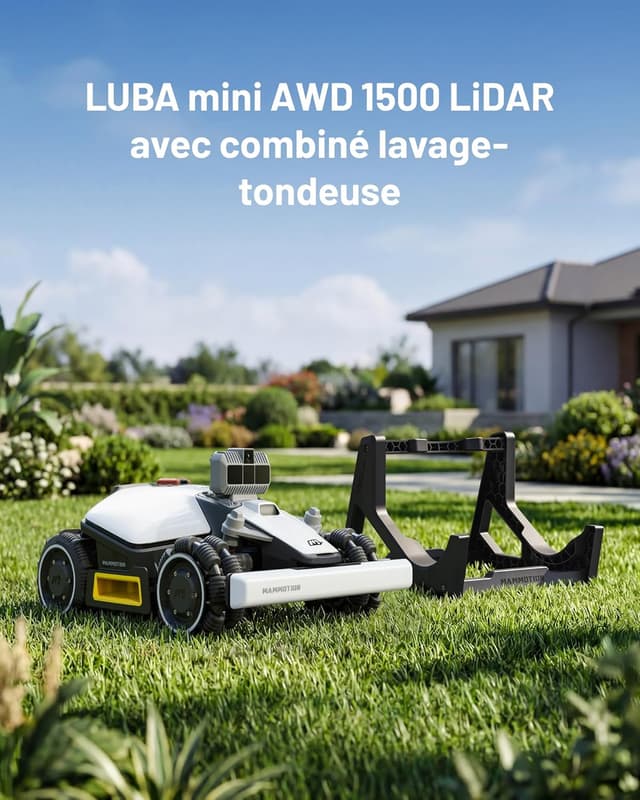 Detalle de MAMMOTION LUBA Mini AWD LiDAR 3D+AI Vision – robot tondeuse sans fil périphérique, jusqu’à 1 500 m²