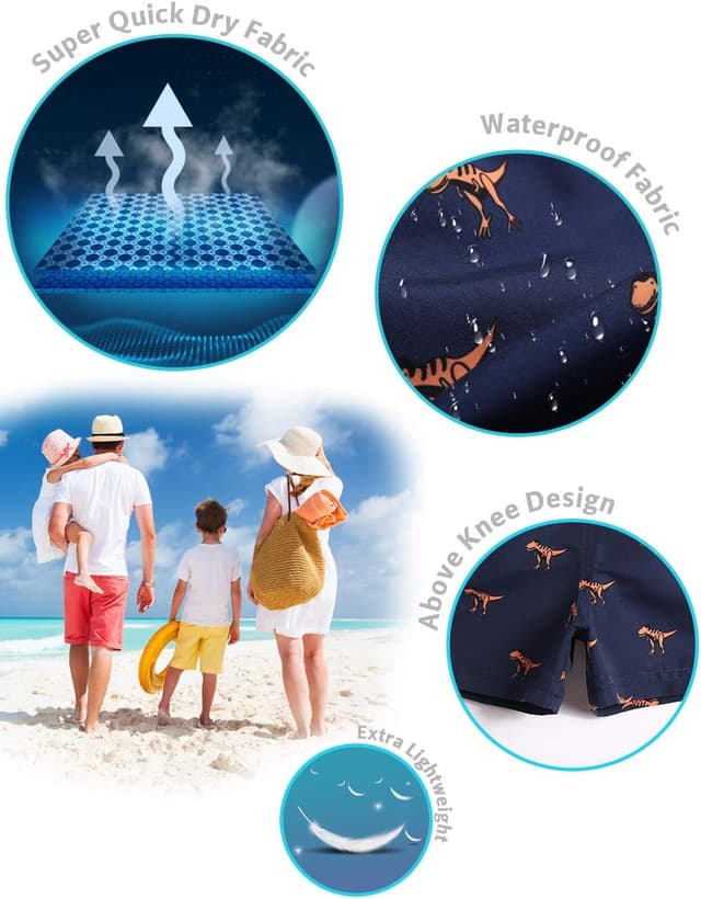 Detalle de MaaMgic Badeshorts für kleine Jungen mit Mesh-Futter, Schnell trocknend & verstellbarem Tunnelzug