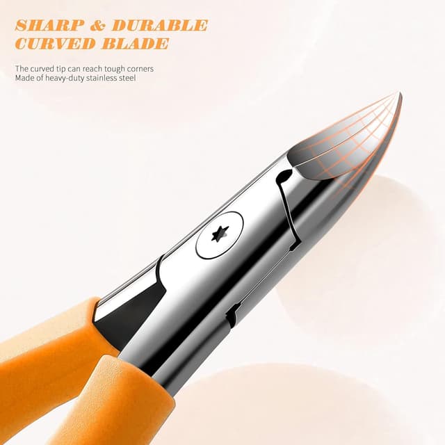 Detalle de FVION Profi-Nagelzange für Fußnägel aus Edelstahl (orange) – für dicke & eingewachsene Nägel