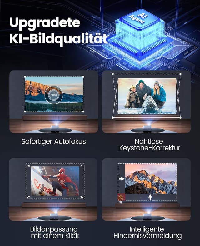 Detalle de iWIMIUS P65 Smart Beamer mit Netflix-App & Dolby, Autofokus/Trapezkorrektur, 1000 ANSI, WiFi 6 & Bluetooth 5.2