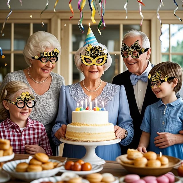 Detalle 2 de COLANANA Birthday Party Glasses Decoration (8-piece set) – fun paper eyeglasses for birthday photo booths