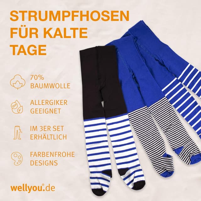 Detalle 2 de wellyou Kinder Strumpfhosen 3er Set