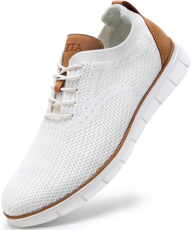 Detalle de LEZTA Herren Anzugschuhe Sneaker (Oxford-Style) – atmungsaktive Mesh-/Strick-Oberfläche, rutschfest