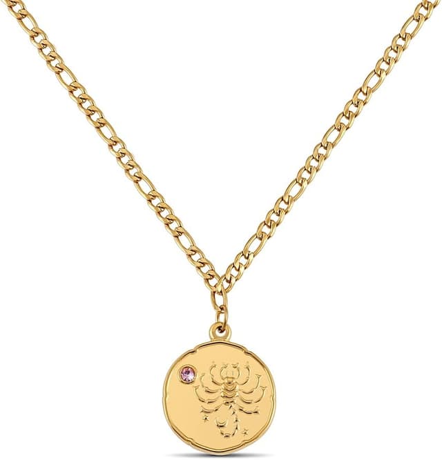 Detalle de GD GOOD.designs EST. 2015 : collier en or 18K avec pierre de naissance et pendentif zodiaque pour femme