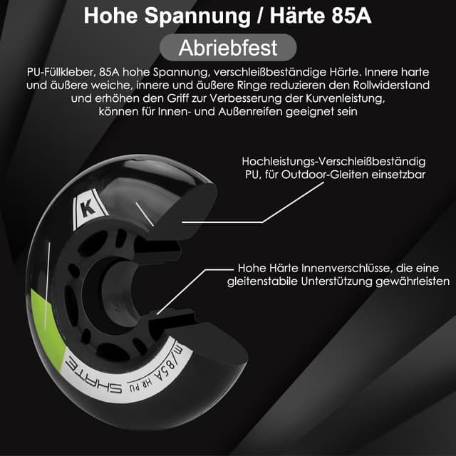 Thumbnail 3 de Inline Skate Rollen 80mm 76mm 72mm – 8 Stück