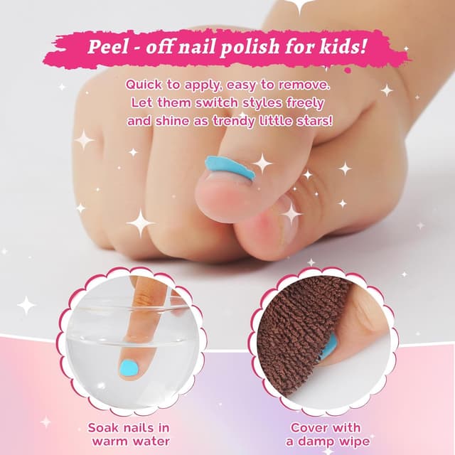 Detalle de Aieenjor Kinder-Nagellack-Set (6 Farben) – ab ca. 2–5 Jahre, wasserbasiert & abziehbar