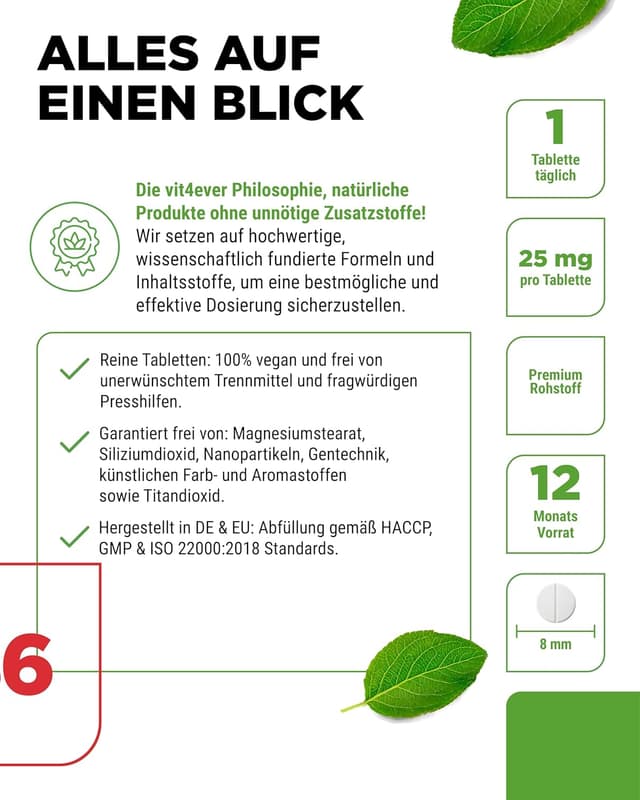 Detalle 2 de vit4ever Vitamin B6 P-5-P 25 mg 365 Tabletten