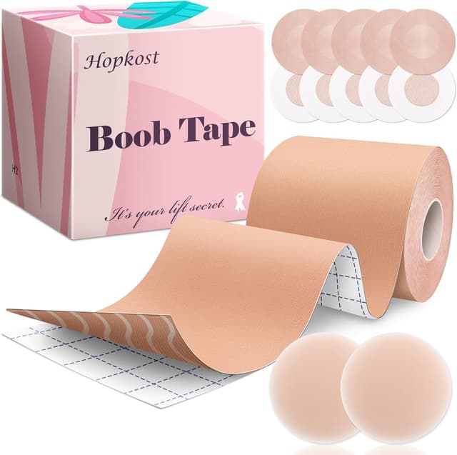 Detalle de Hopkost Boob Tape Breast Lift Tape (with 2 Nipple Covers) for Large Breasts, Beige, 4 in