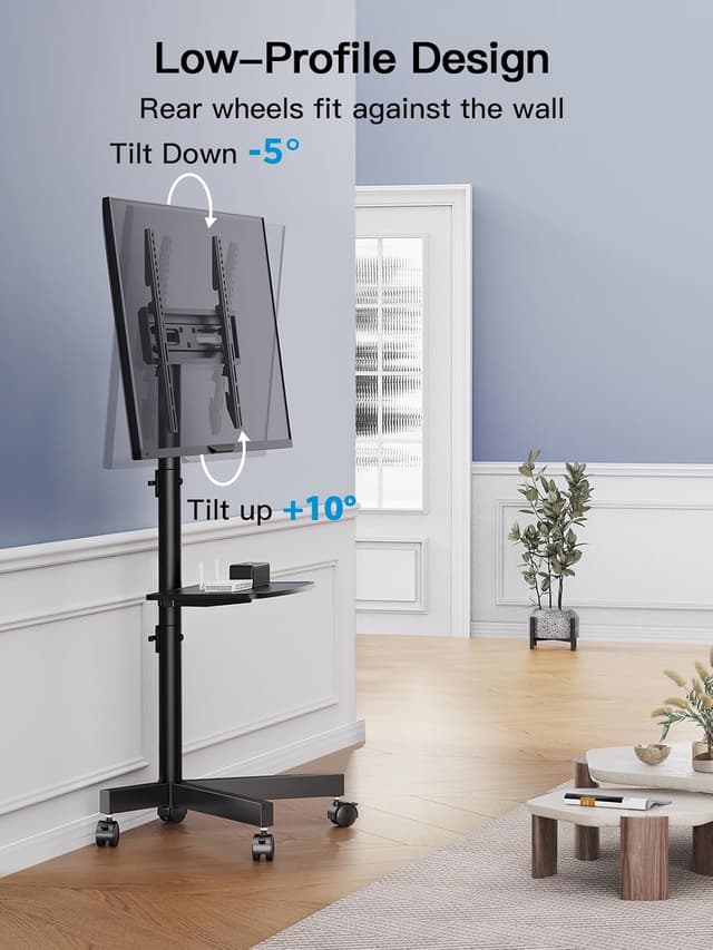 Thumbnail 2 de PERLESMITH PSTVMC04 Rolling TV Stand on Wheels (23–60 Inch) for Flat/Curved Screens