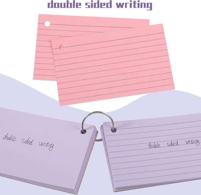 Detalle 2 de Flash Cards 360 PCS Ruled Index Cards with Binder Ring (Kraft Paper, 4.9 x 2.9 inch)