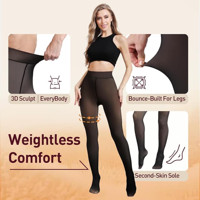 Thumbnail 5 de JIZ Translucent Fleece Lined Tights 220g