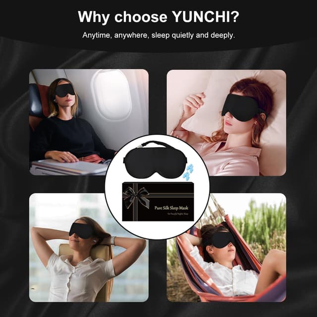 Thumbnail 4 de YUNCHI Schlafmaske Seide 19 Momme Schwarz