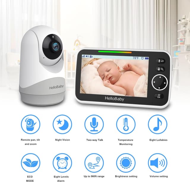 Thumbnail 1 de HelloBaby 5-Zoll Baby-Monitor mit Kamera