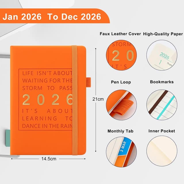 Detalle de Agenda 2026 A5 página por día 80 g/m²