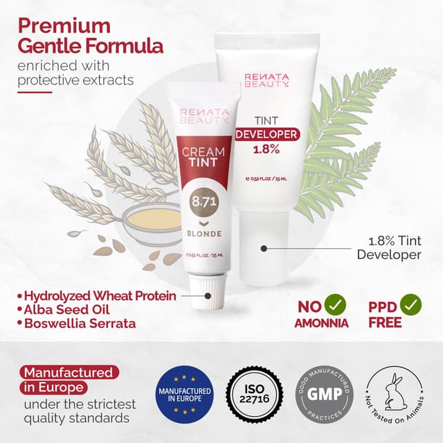 Detalle 2 de RB Renata Beauty Tint Kit for Spot Coloring – Cream Hair Dye Kit for Gray Coverage (Blonde) with Developer & Application Brush