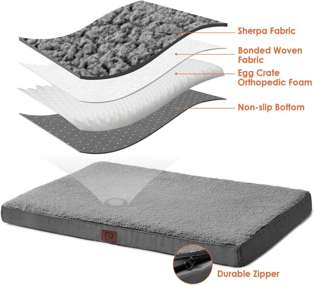 Detalle de EHEYCIGA Orthopedic XXL Dog Bed Mattress with Removable Washable Cover (Grey) 120x74x9cm