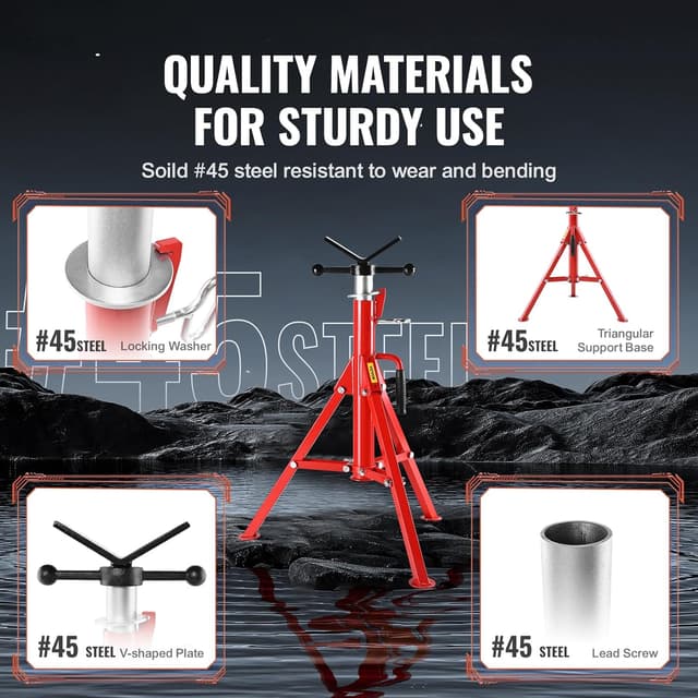 Detalle de Pipe Jack Stand Adjustable Height 28–52 in, Heavy-Duty 2500 lbs Steel Support