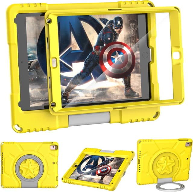 Detalle de TrendGate iPad 9.7 Case for Kids (6th/5th Gen 2018/2017) with Built-in Screen Protector & Grip Stand - Yellow