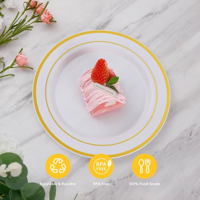 Thumbnail 4 de Goodluck 200PCS Gold Plastic Plates 🍽