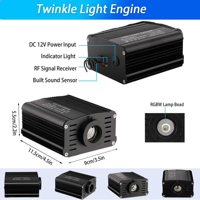 Detalle de DEWEL Sternenhimmel-Glasfaserlicht für die Decke (16 W, RGBW, Fernbedienung)
