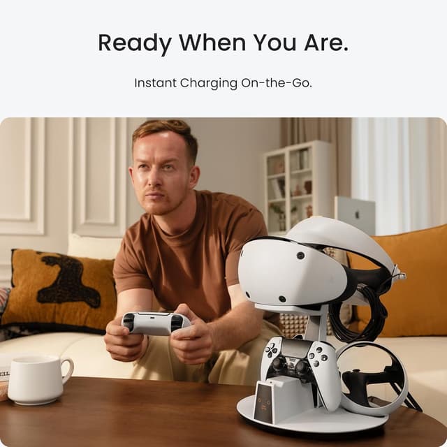 Detalle 2 de KIWI design D2 3-in-1 stazione di ricarica per controller PSVR2 e PS5 con display VR e LED