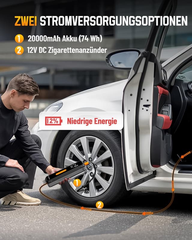 Detalle 2 de NEVERLAND Akku-Fahrradpumpe mit 150 PSI