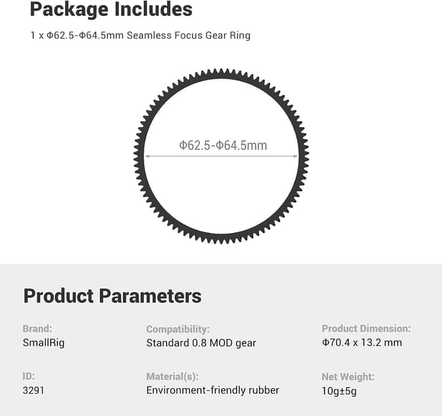 Thumbnail 4 de SMALLRIG 3291 Focus Gear Φ62,5‑64,5 mm