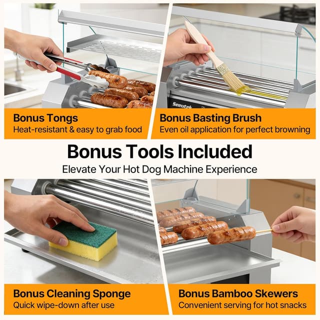 Thumbnail 6 de Seeutek Hot Dog Roller with 5 Non-Stick Rollers (18 Hot Dog Capacity) and Dual Temperature Control