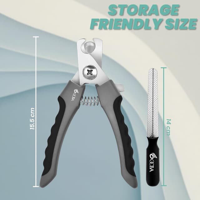 Detalle 2 de OCBA Dog Nail Clippers with Safety Lock, Adjustable Guard & Nail File (Large) – Grey/Black