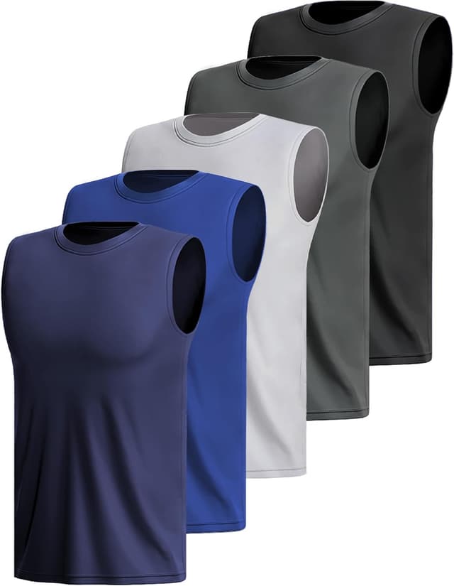 Detalle de Hioutdoor 3- oder 5er Pack Sport-Tanktop für Herren – ärmellos, schnell trocknend & atmungsaktiv