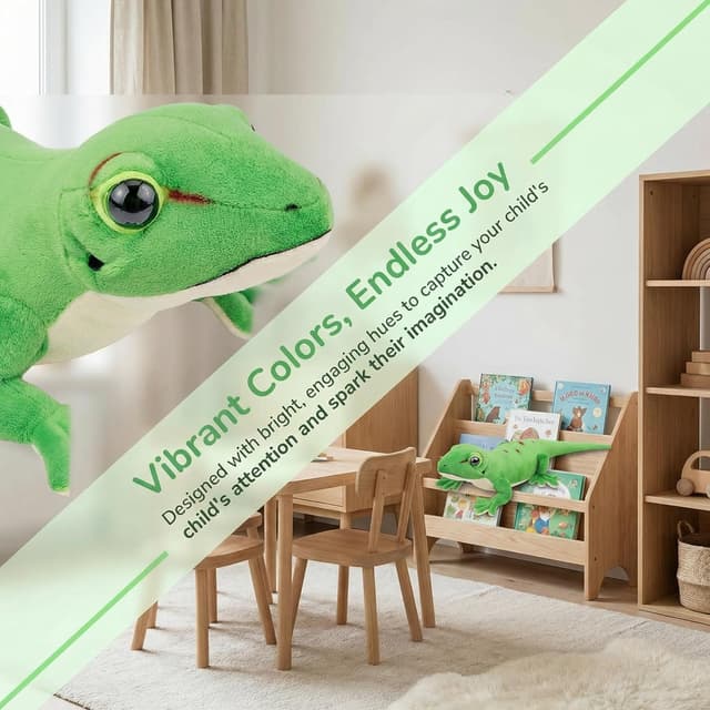 Detalle de Tiny Heart Day Geckos Lizard Plush 55cm – soft, cuddly fat tail gecko stuffed toy for kids