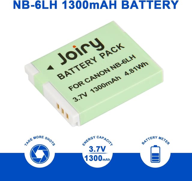 Detalle de Joiry 2X NB-6L / NB-6LH Replacement Batteries with Smart Dual USB Charger (Micro USB)