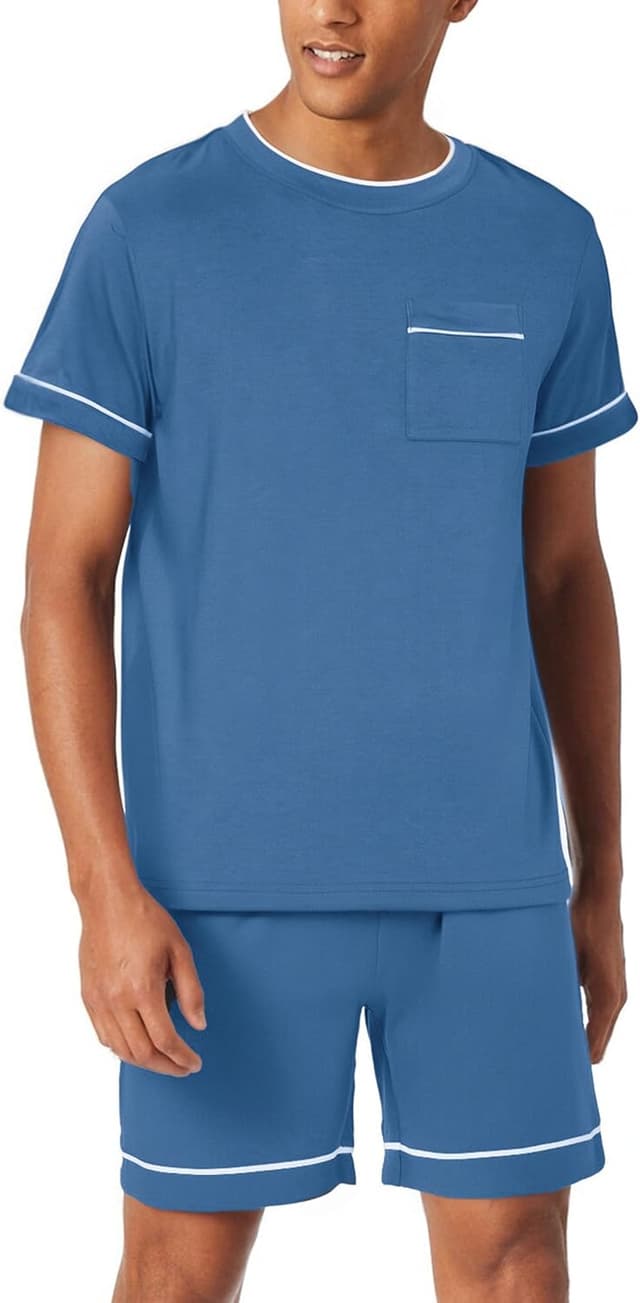 Imagen de Bresdk Pigiama Uomo Corto Estivo in Cotone 95% 2 pezzi en OfertitasTOP