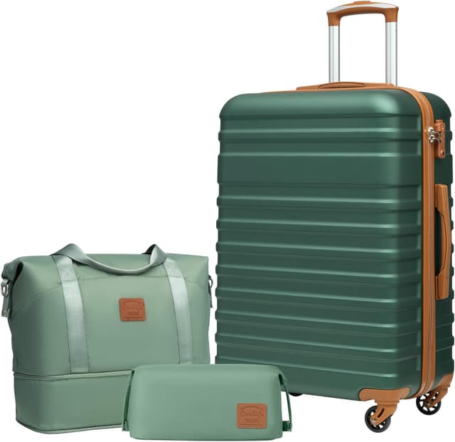 Detalle de COOLIFE Koffer Trolley Reisekoffer mit TSA-Schloss, ABS-Hartschale und 4 Rollen (inkl. Reisetasche & Kulturbeutel)