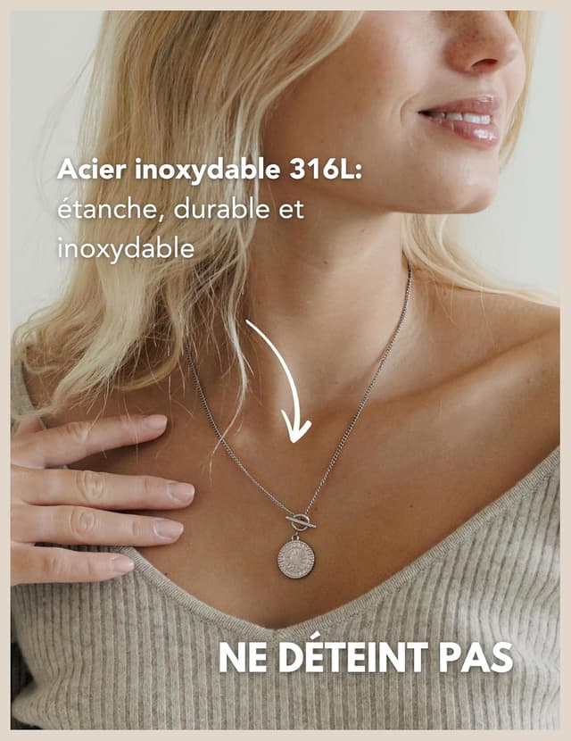 Detalle de GD GOOD.designs EST. 2015 Collier Soleil étanche réglable en acier inox 316L plaqué or 18K