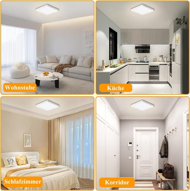 Detalle de Ouyulong Deckenlampe 18W LED 4000K, rund, IP44 – 1620 lm (2 Stück) für Bad, Schlafzimmer & Co.