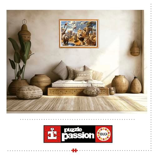 Detalle 2 de Educa Animales Salvajes 🐅 Puzzle de 1000 Piezas, 68x48 cm, incluye Cola Fix