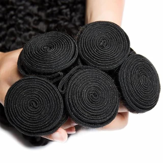 Detalle de 12A Deep Wave Human Hair Bundles (22/22/24/24 inch) Brazilian Virgin Deep Curly Quick Weave — 4 Bundles