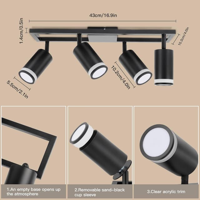 Detalle de Dehobo Lámpara de Techo y Pared LED GU10 ⚡ Orientable