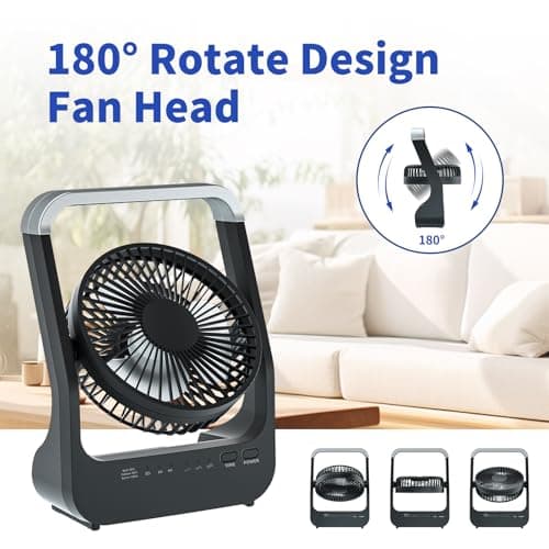 Detalle 2 de ATEngeus Ventilador de Mesa 6" ⚡ Batería 20000mAh, Portátil, 3 Velocidades